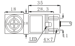 18X18X35 square proximity switch